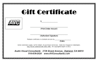 AVC Gift Certificate Image